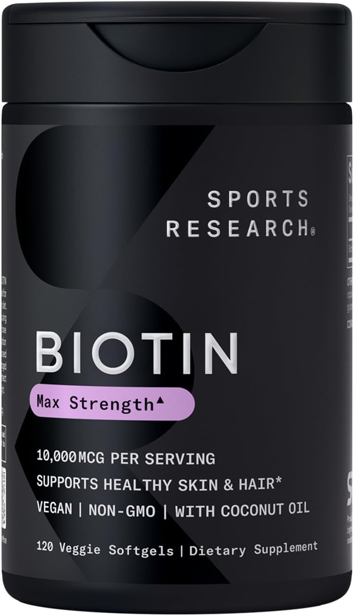 Sports Research Vegan Biotin 10,000mcg with Coconut Oil