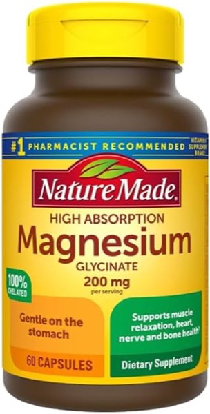 Nature Made Magnesium Glycinate 200 mg per Serving, Magnesium Supplement