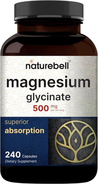 NatureBell Magnesium Glycinate Capsules 500mg | 240 Count
