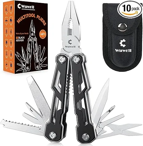 Multitool with Safety Locking, 16-in-1 Multi Tool Stainless Steel Pocket Knife Set with Pliers