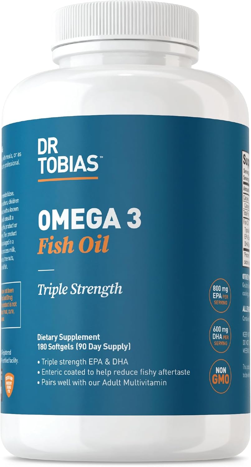 Dr. Tobias Omega 3 Fish Oil, 2000mg Triple Strength Omega 3 Supplement