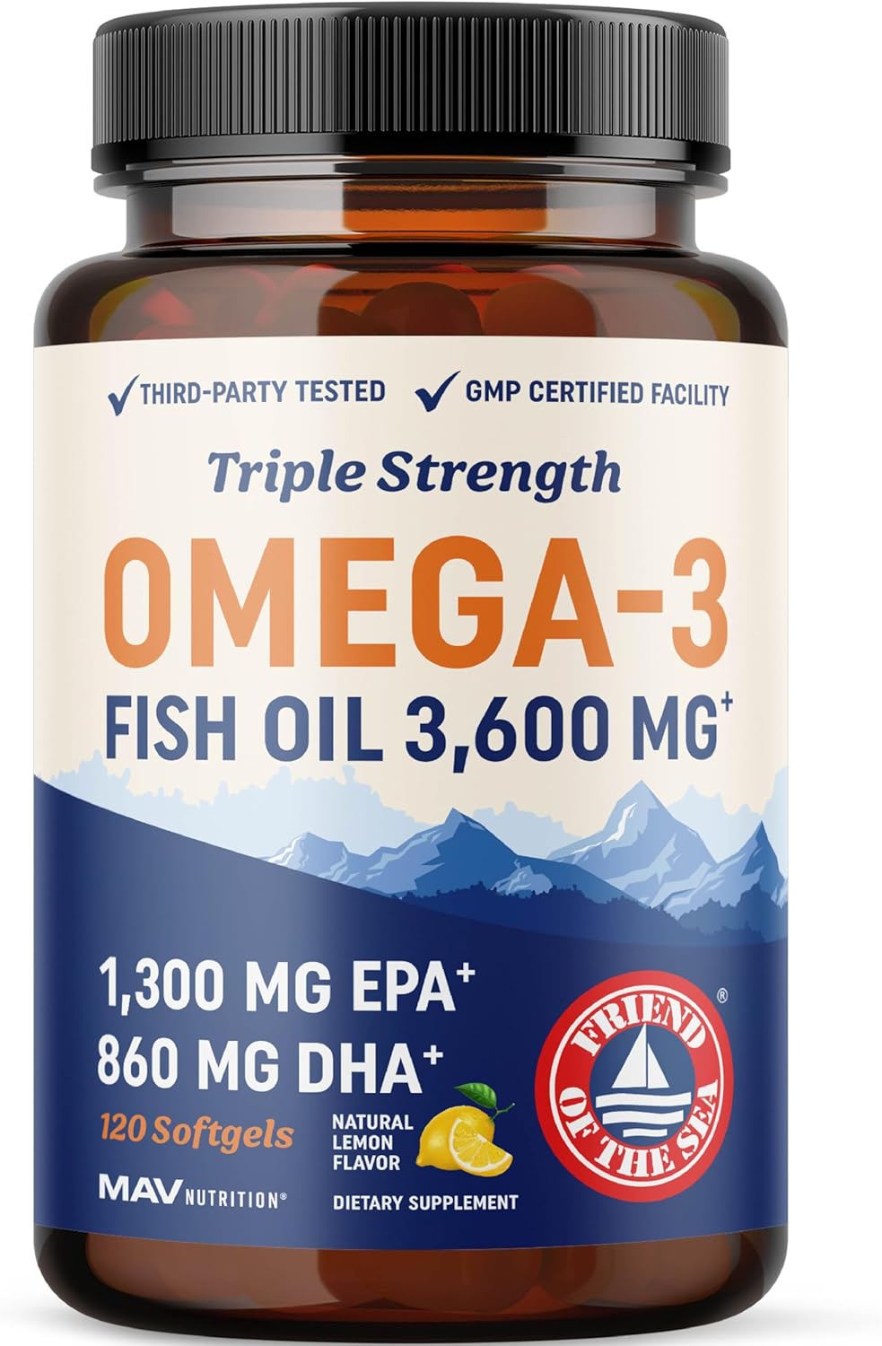 Triple Strength Omega 3 Fish Oil 3600 mg | EPA & DHA | Over 2100mg Omega-3 Fatty Acids