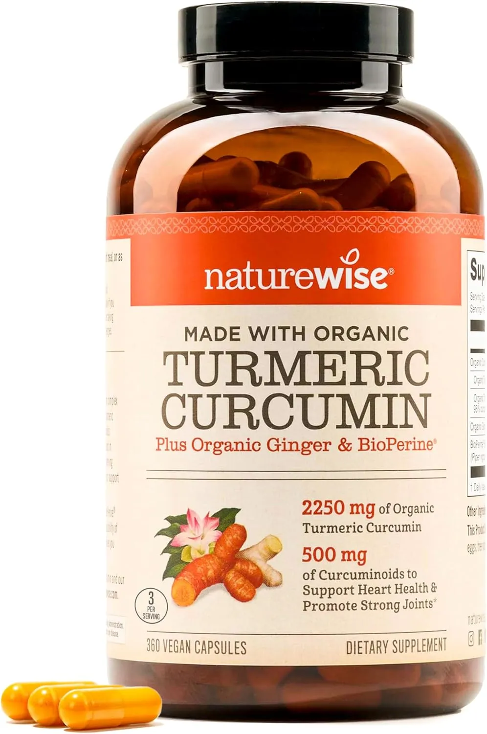 NatureWise Curcumin Turmeric 2250mg - 95% Curcuminoids 500mg - Turmeric w/BioPerine Black Pepper & Ginger